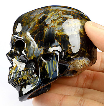 Awesome 2.9" Pietersite Carved Crystal Skull Realistic, Crystal Healing