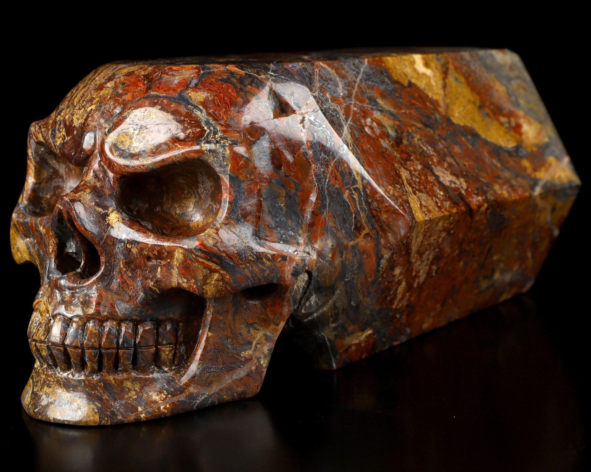 6.7" Red Pietersite Carved Crystal Skull Fine Art Sculpture, Crystal Healing