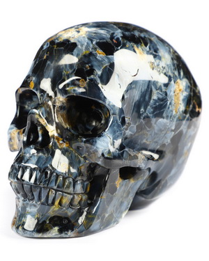3.5" Blue Pietersite Carved Crystal Skull Super Realistic, Crystal Healing