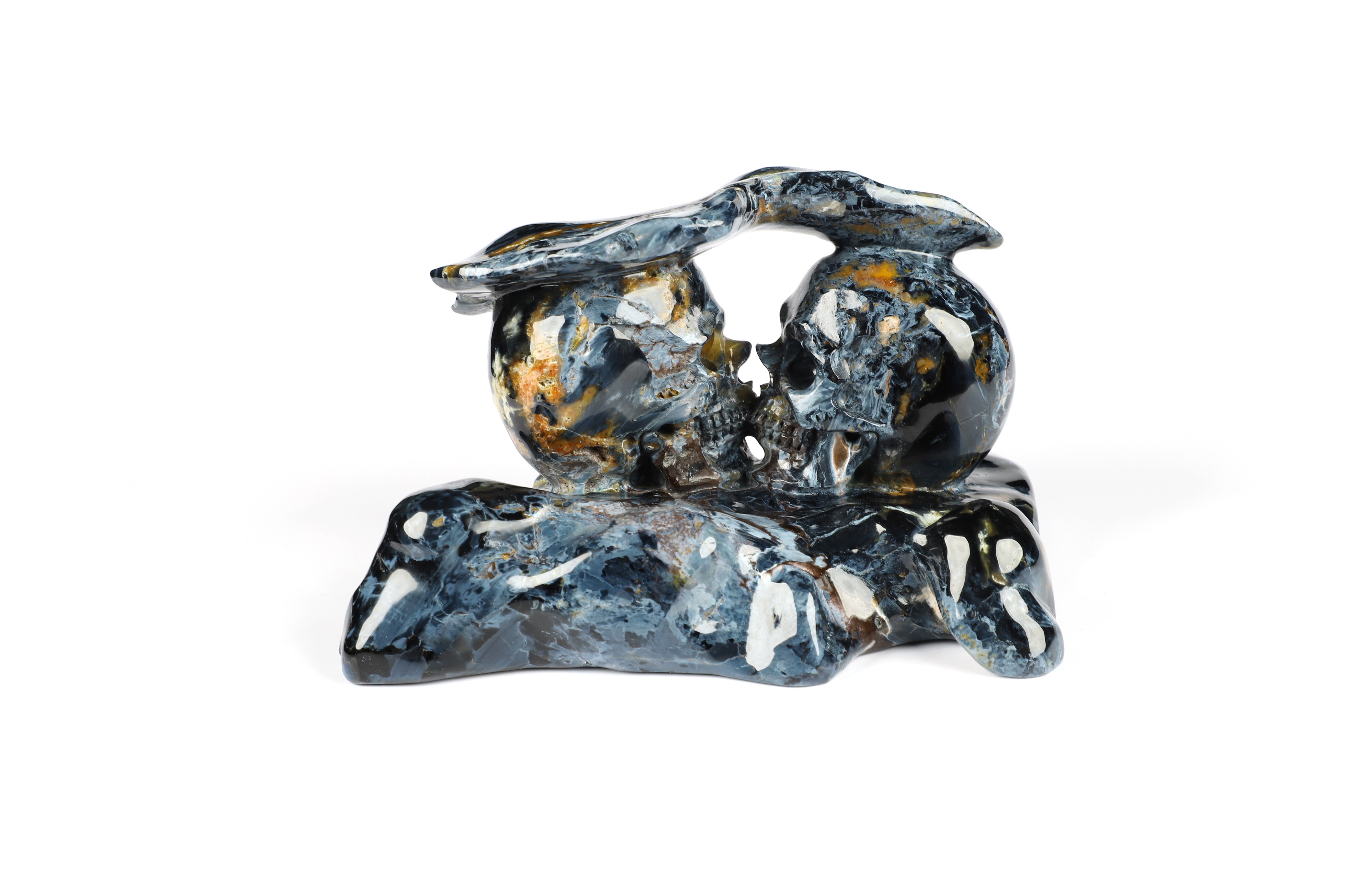 3.6" Blue Pietersite Carved Crystal Skulls Sculpture, Crystal Healing