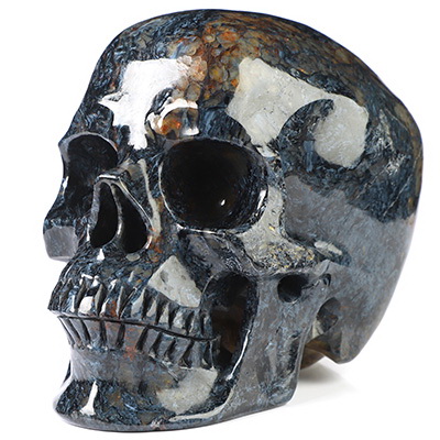 5.0" Blue Gold & Red Pietersite Carved Crystal Skull Super Realistic, Crystal Healing