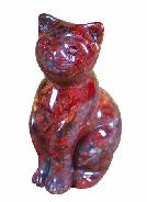 Red Pietersite Stand Cat Carving