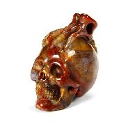 Pietersite Carved Crystal Skull Pendant with Bones