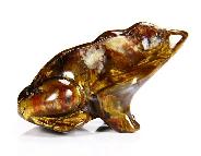 Pietersite Carved Crystal Frog, Gemstone, Chatoyant