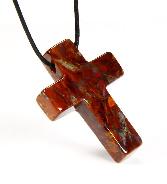 Pietersite Carved Crystal Cross Pendant, Gemstone, Chatoyant