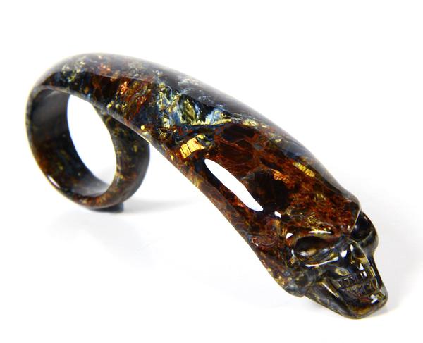 Pietersite Crystal Skull Ring