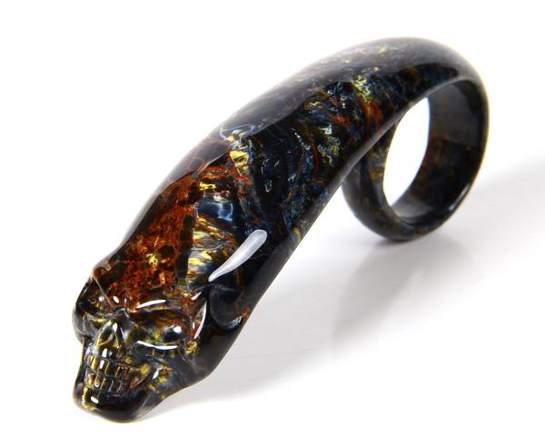 Pietersite Crystal Skull Ring