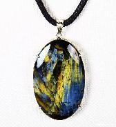 TOP QUALITY, Pietersite Carved Crystal Pendant, 925 Sterling Silver